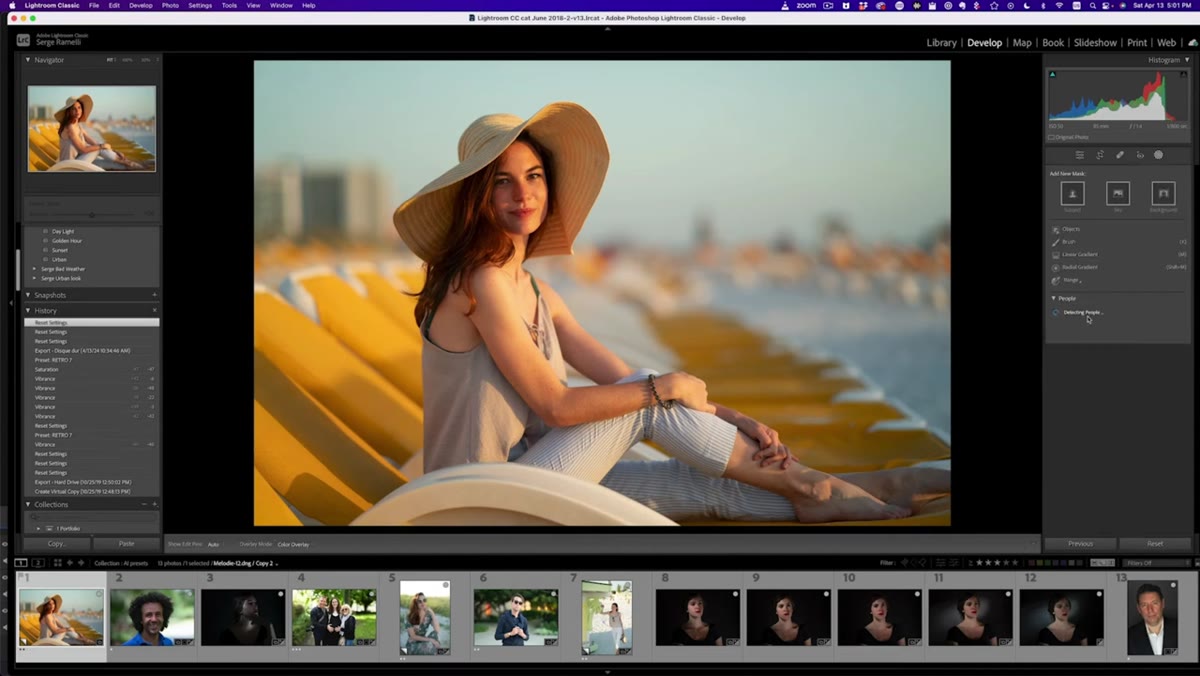 Lightroom detecting one person in the portrait panel