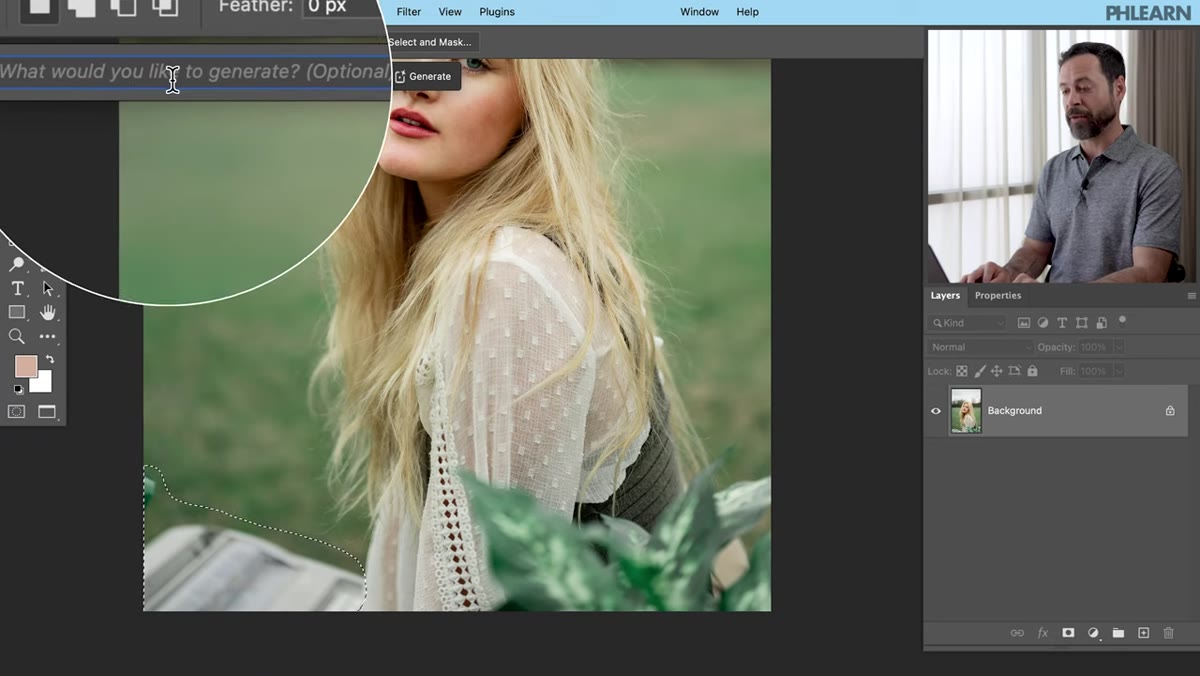 Contextual taskbar showing Generative Fill button