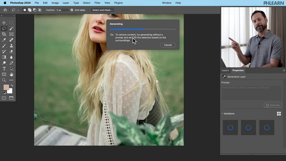 Generate button clicked, processing indicator active