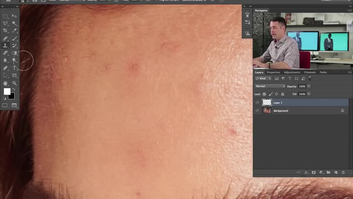 Side-by-side comparison showing healing blend vs. clone copy result