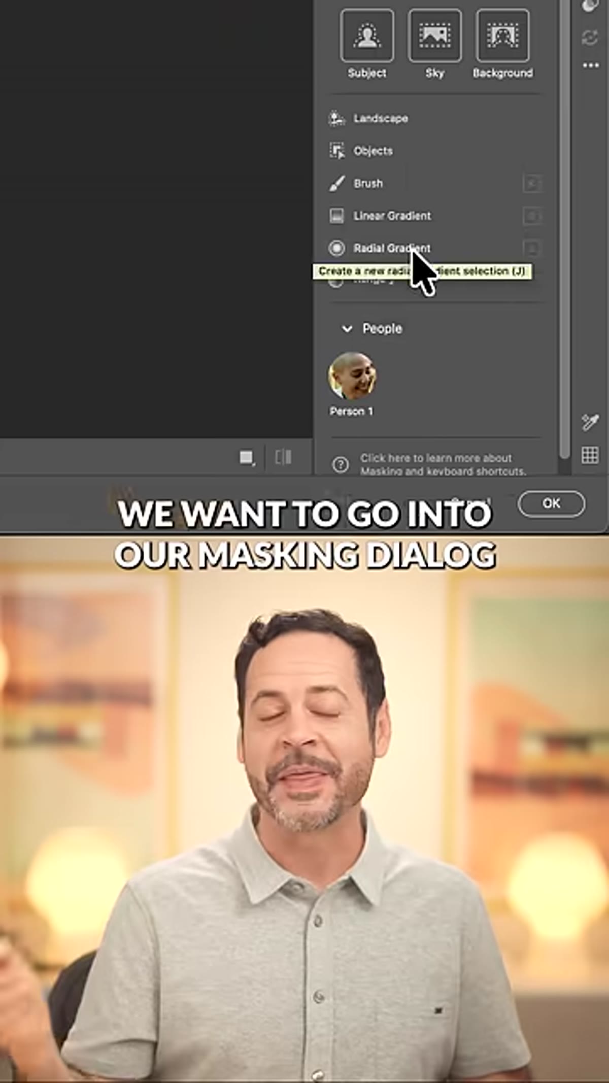 Masking dialogue open inside Camera Raw Filter