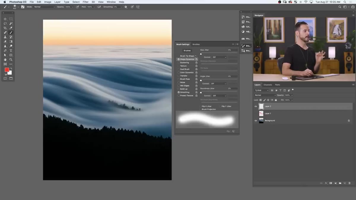 caption: Brush Settings panel with Shape Dynamics selected