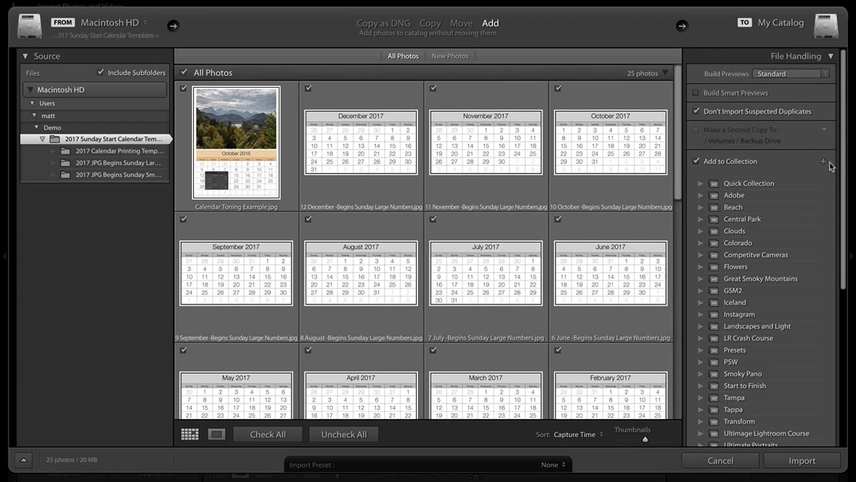 Lightroom collection creation dialog with name being typed