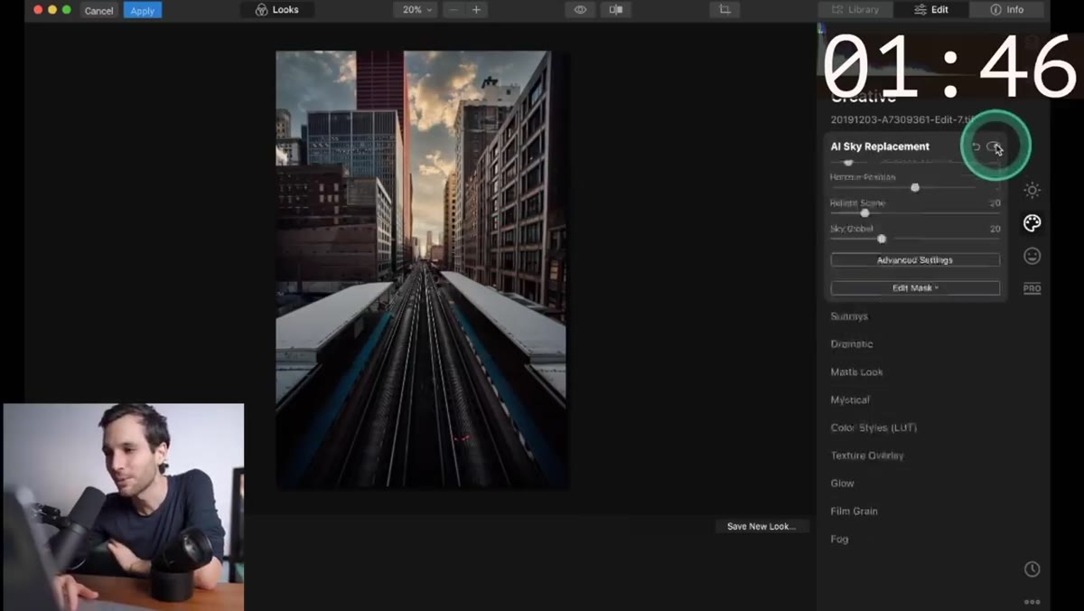 Luminar&rsquo;s AI Accent slider being pulled to the right