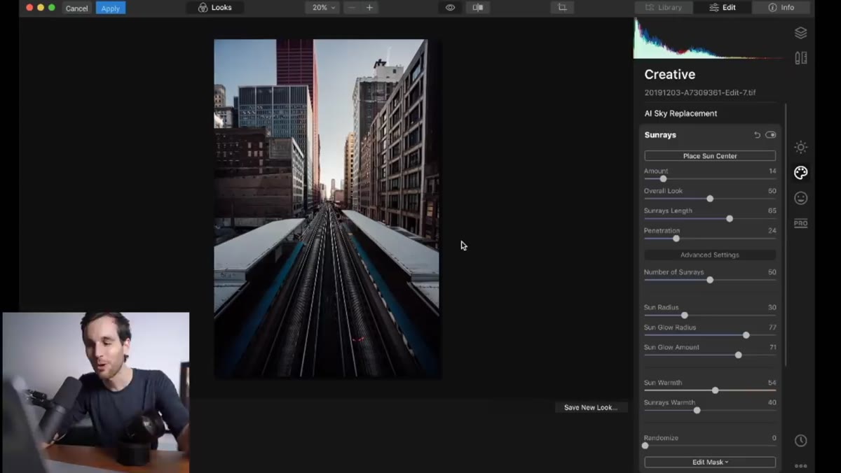 Before and after comparison of the cityscape image