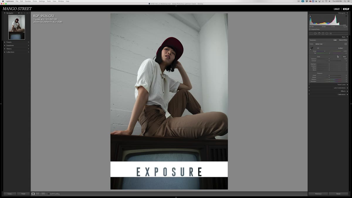 Warming white balance and bumping exposure on portrait