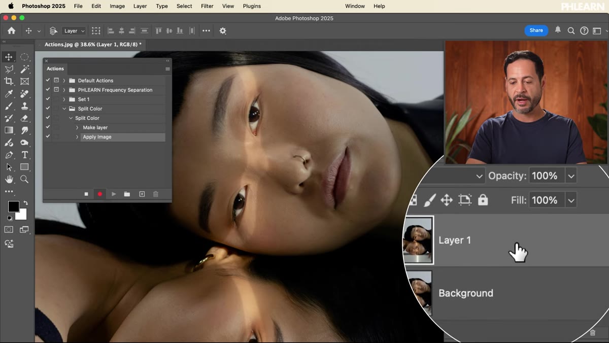 Layer Style dialog open with Advanced Blending channels visible
