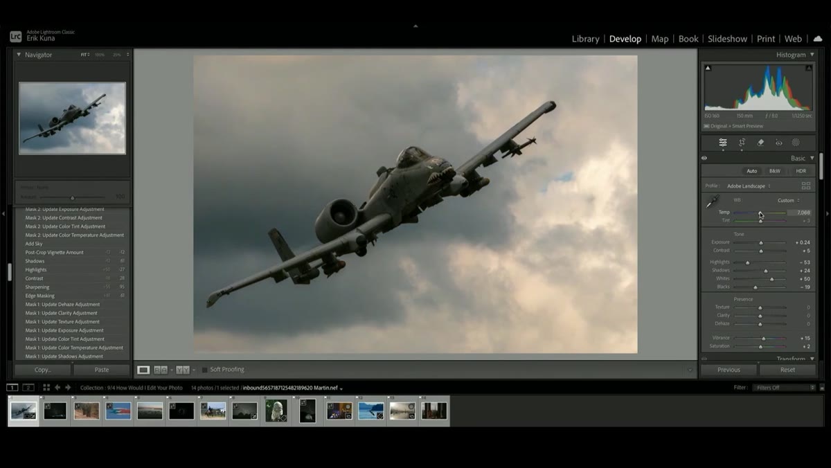 White Balance sliders adjusted, temperature increased slightly