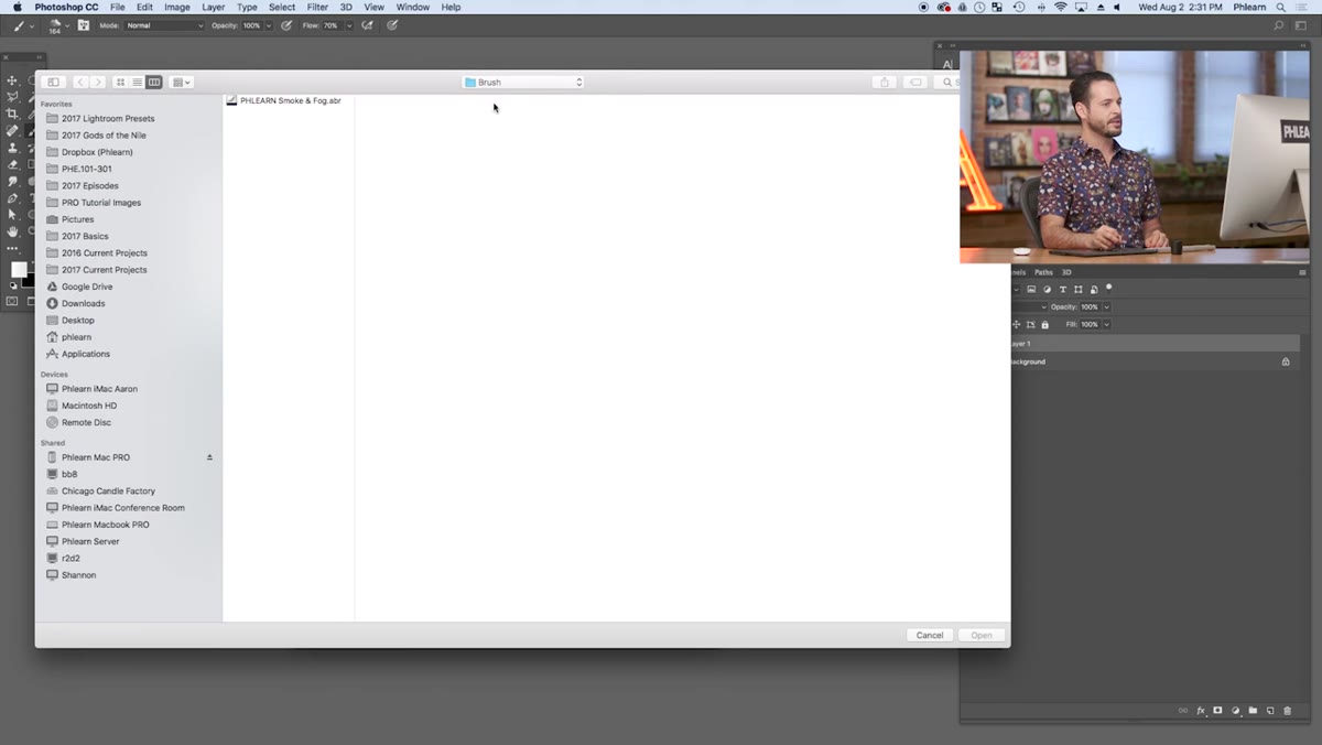 Preset Manager dialog open, Load button visible