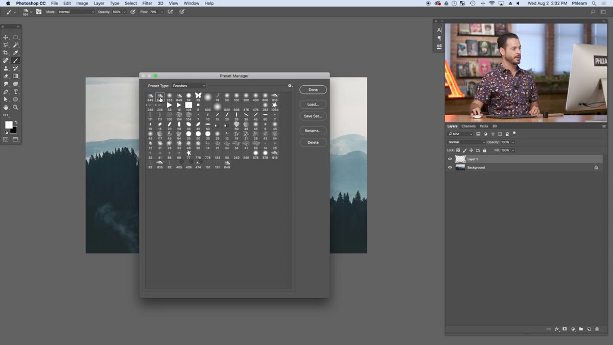 Dragging brush thumbnail to top of the list