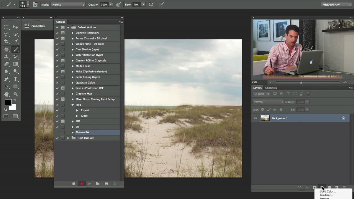 Adding a Black and White adjustment layer from the Layers panel