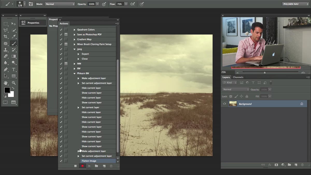 Saving the file with Command S before stopping the action recording