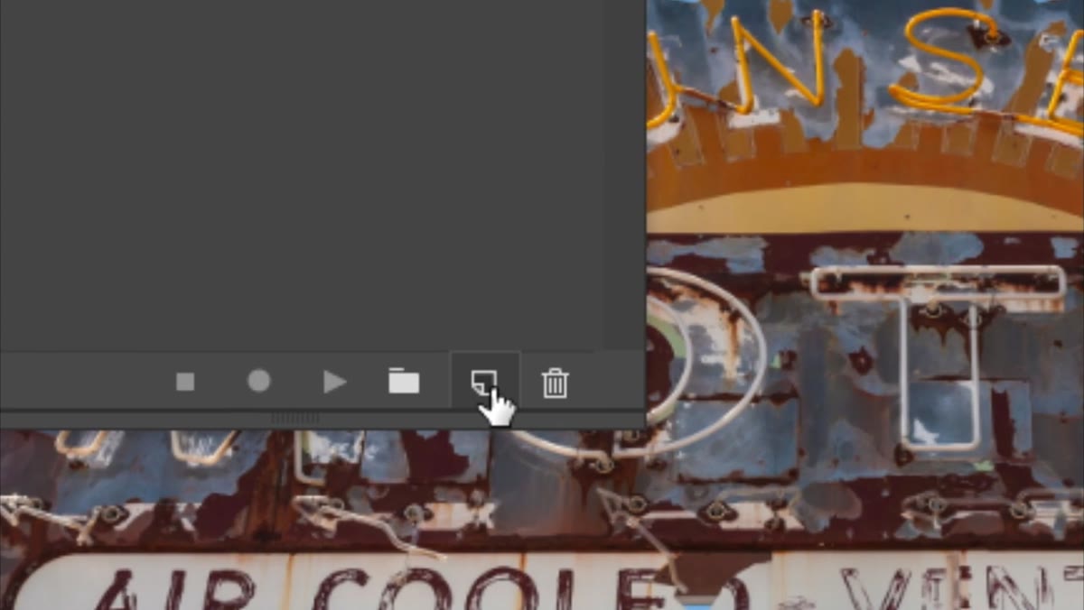 New Action dialog box with name field and Record button