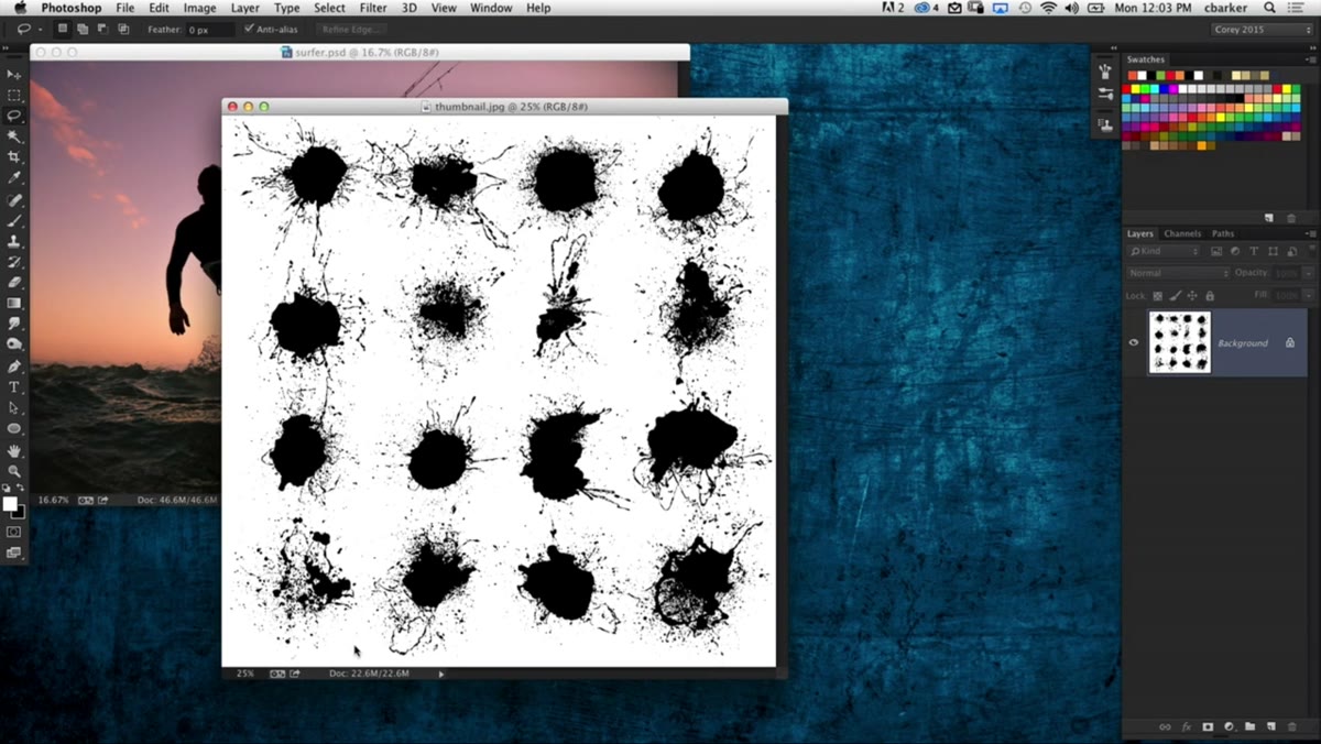 Lasso selection drawn loosely around a single spatter element