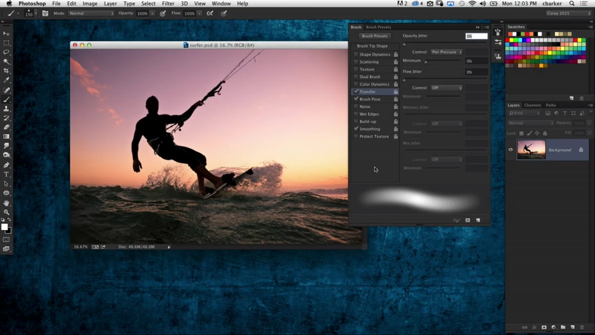 New brush thumbnail visible at the bottom of the brush preset picker