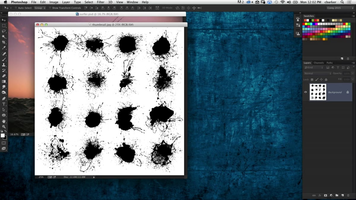 Full stock image showing 16 distinct spatter variations available