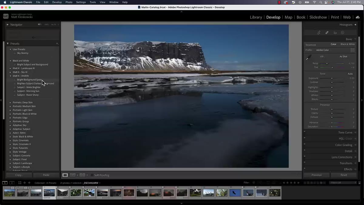 Right-click menu showing Add to Favorites option for a preset