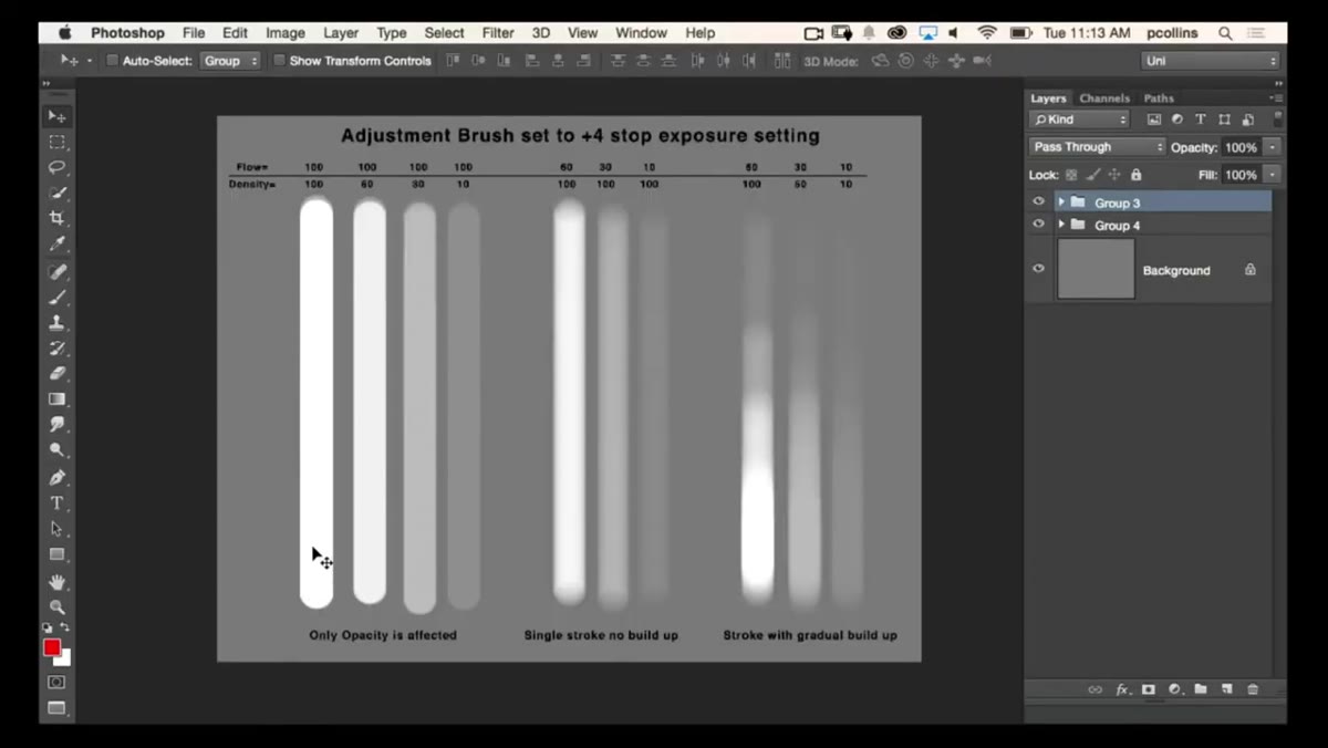 Side-by-side strokes at 100, 60, 30, and 10 percent Density