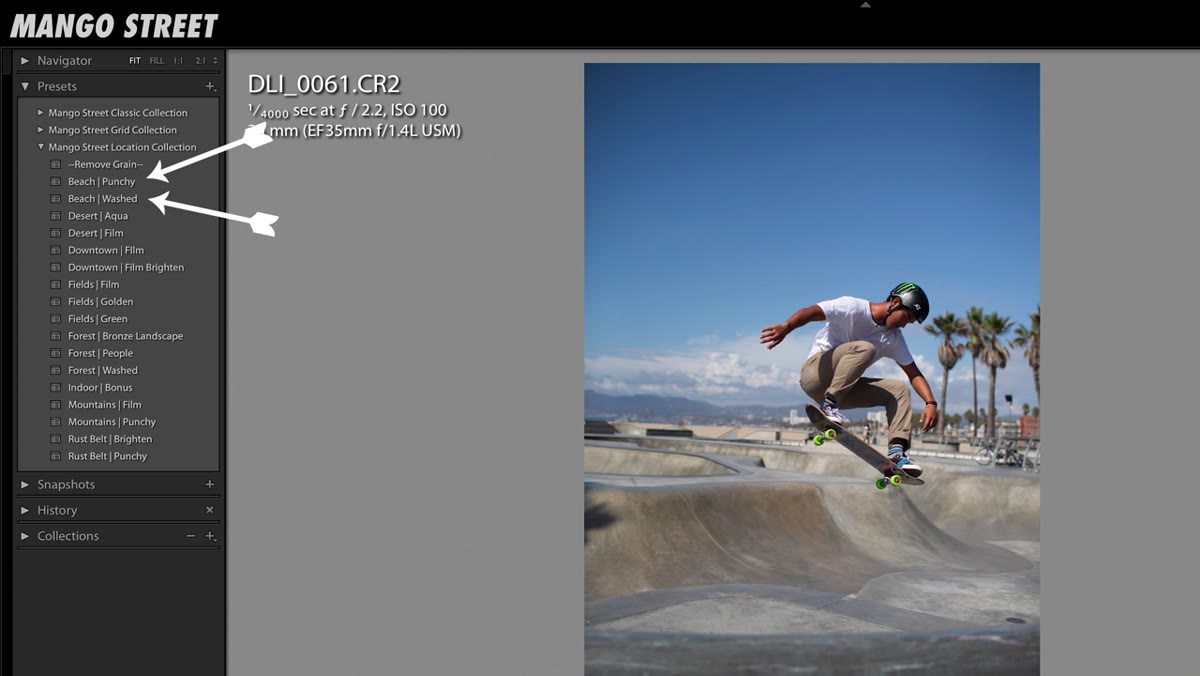 Beach preset applied to bright outdoor portrait photo