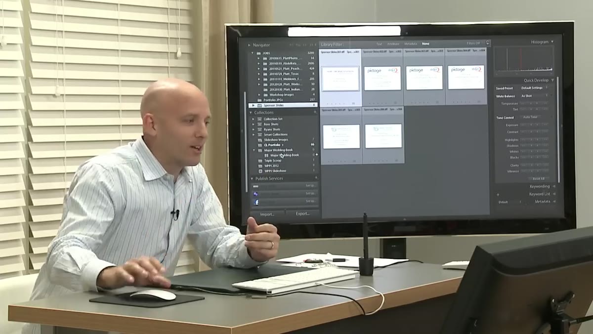 Slideshow of photography images playing on screen