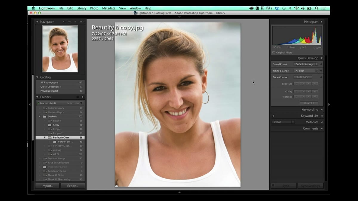 Riley opening Perfectly Clear plugin from within Lightroom