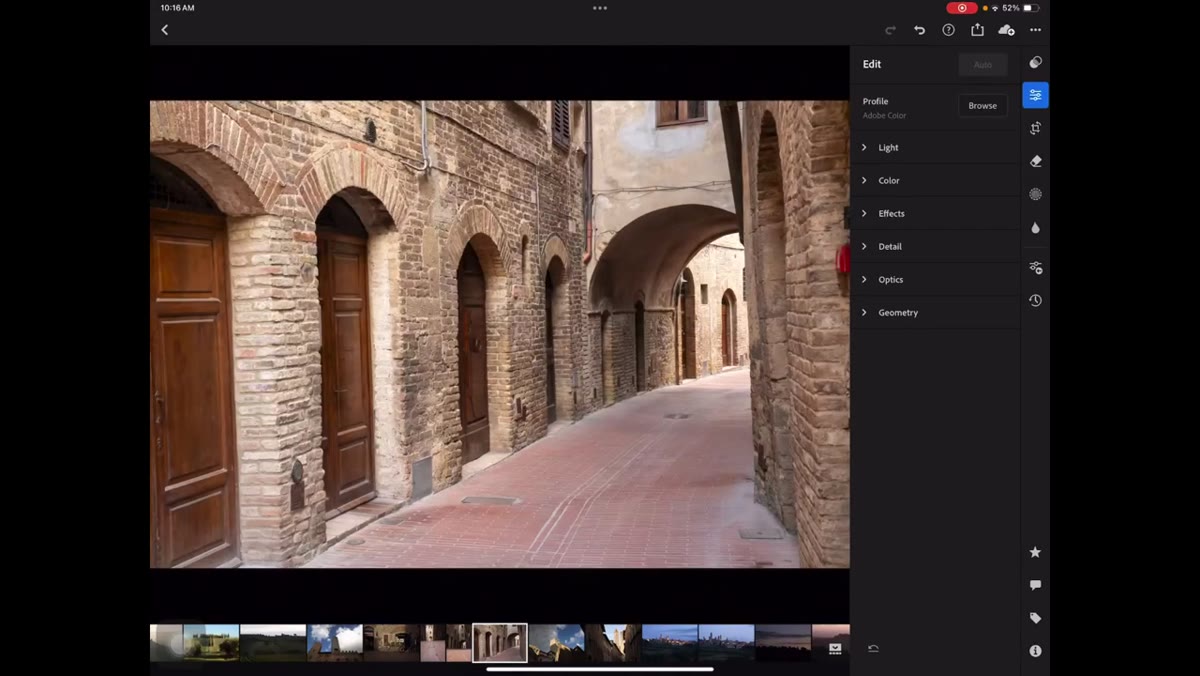 Lightroom auto-edit applied with exposure pulled back