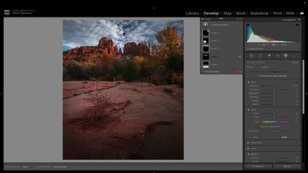Final mask adding targeted brightness to backlit mountain peaks