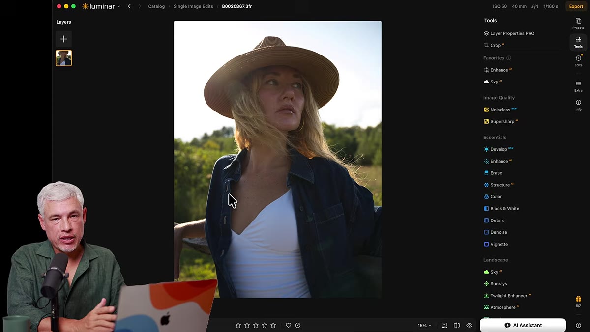 Sky AI applied to portrait with overexposed background