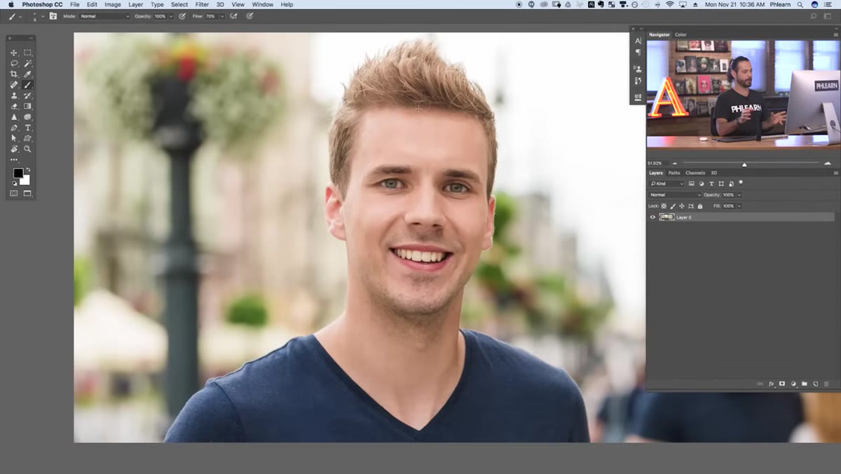 Subject photo open in Photoshop workspace