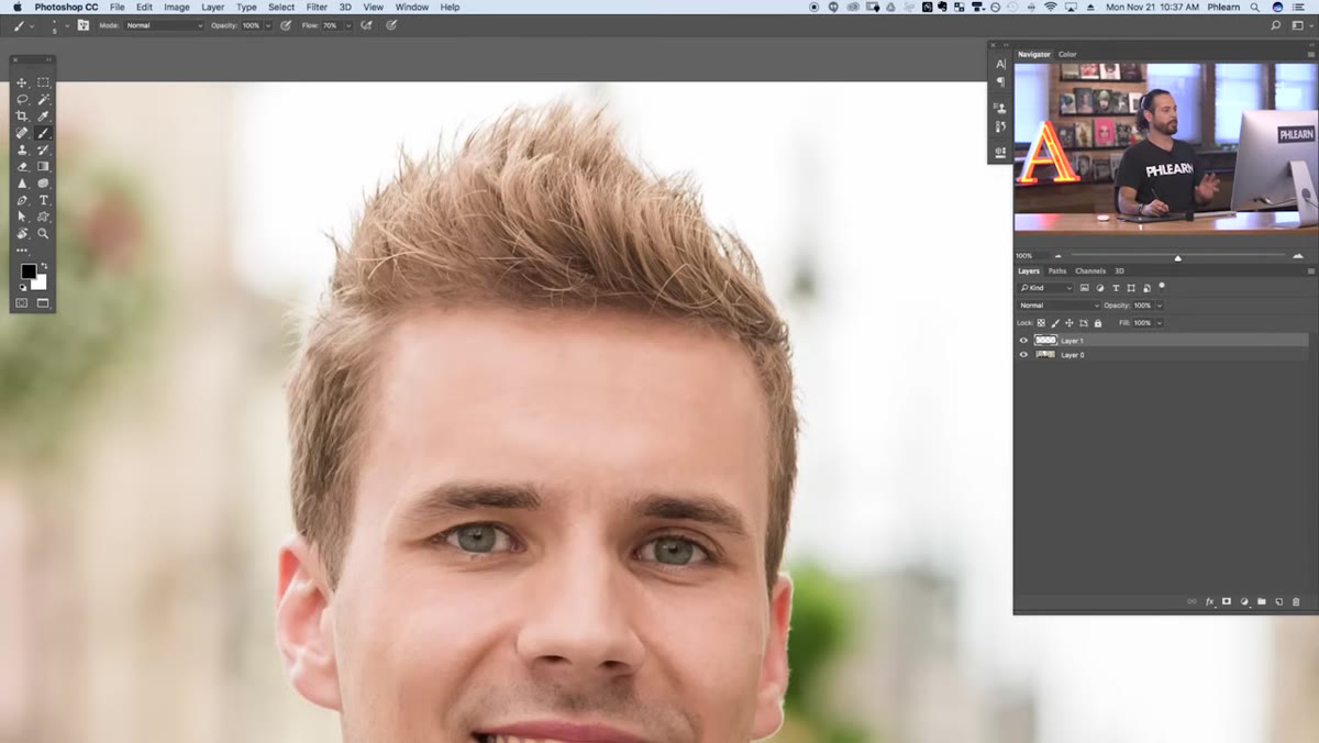 Brush settings panel showing size and hardness values