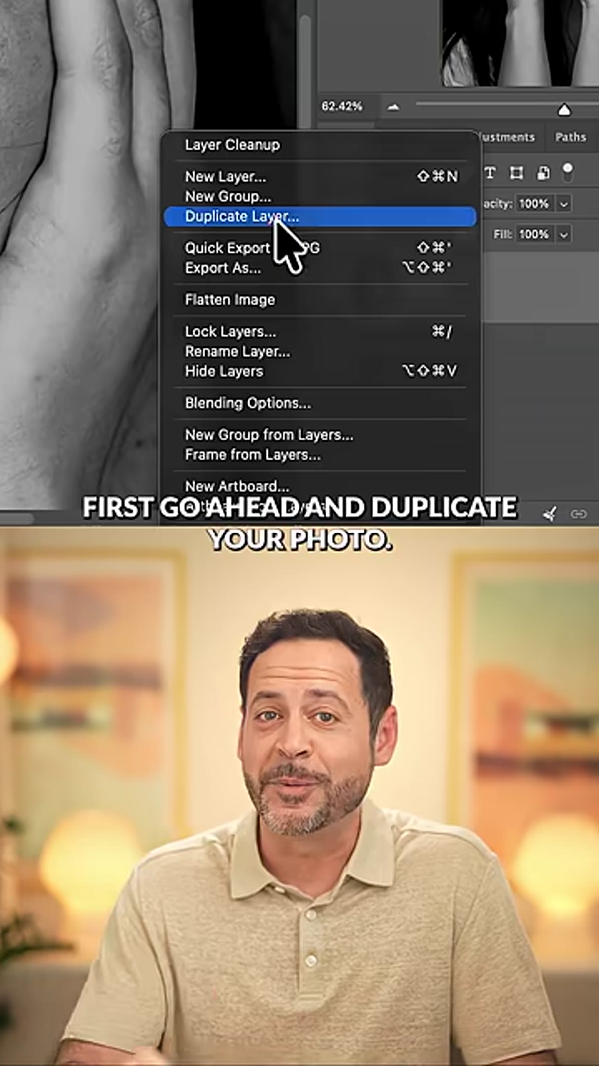 Duplicating the base photo layer in the Layers panel