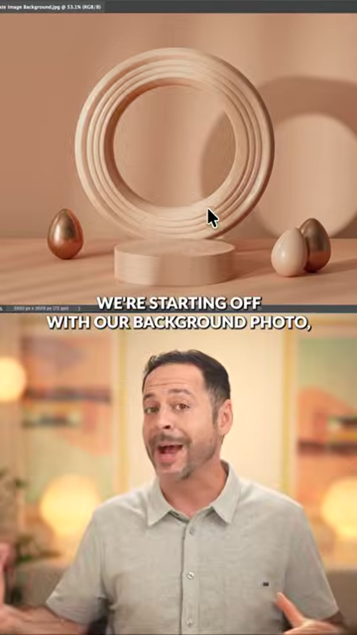 Background photo open, product image being dragged in