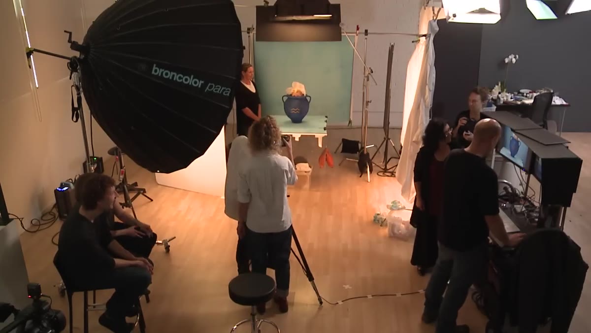 Camera crew and set already prepared before baby is introduced